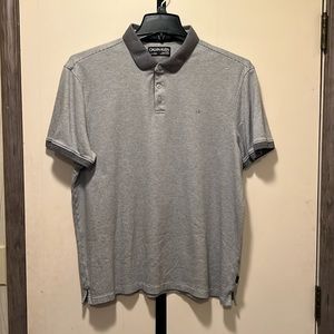 Calvin Klein XL Grey Stripe Liquid Touch short Sleeve Polo Shirt